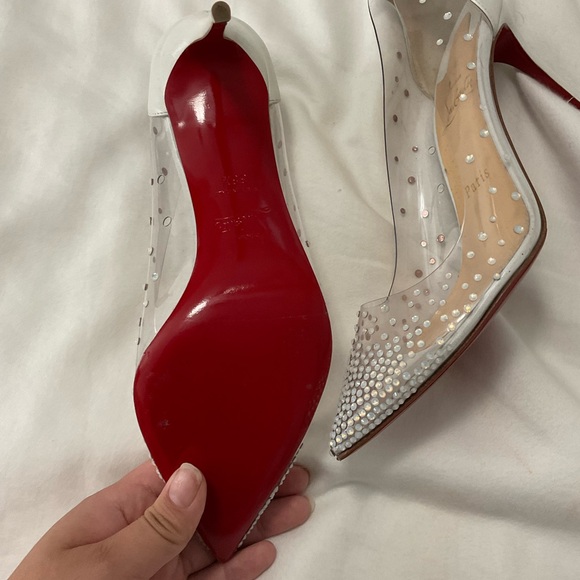 CHRISTIAN LOUBOUTIN Degrastrass Embellished PVC-Leather Pumps 85 - Picture 3 of 8